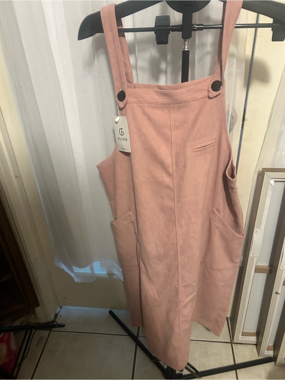 Corduroy Pinafore Jumpsuit in Dusty Pink